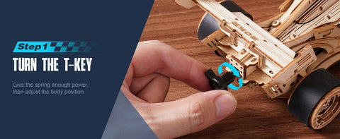Robotime ROKR 3D Wooden Racing Car Puzzle – DIY Mechanical Model Kit with Roaring Engine and 8-10m Forward Movement for Adults & Teens