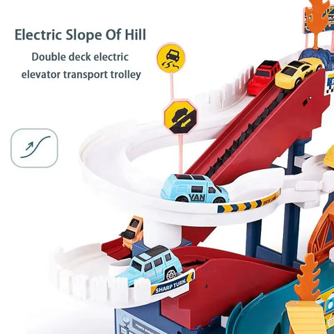 Dinosaur Adventure Electric Track Set – Interactive Racing Puzzle Toy with Mountain and Train for Kids
