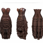 Steampunk Pirate Costume for Women – Cagalli Yulia cosplay Leather Corset Top with Drawstring Skirt Plus Size
