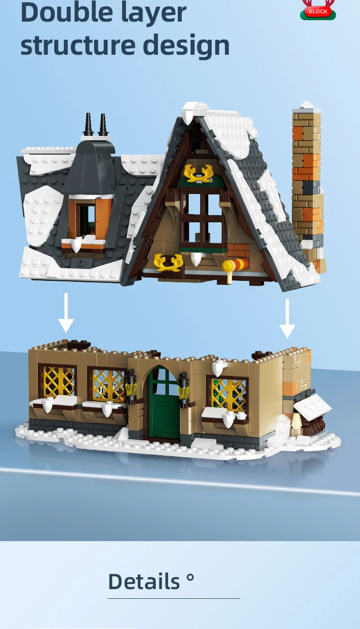 766pcs Christmas Cottage Building Toys Building Block Brick Set Kids Christmas Gift