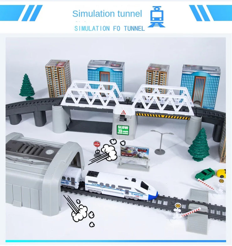 High-Speed Electric Train Set – Realistic Rail Model with Tracks for Kids to Assemble