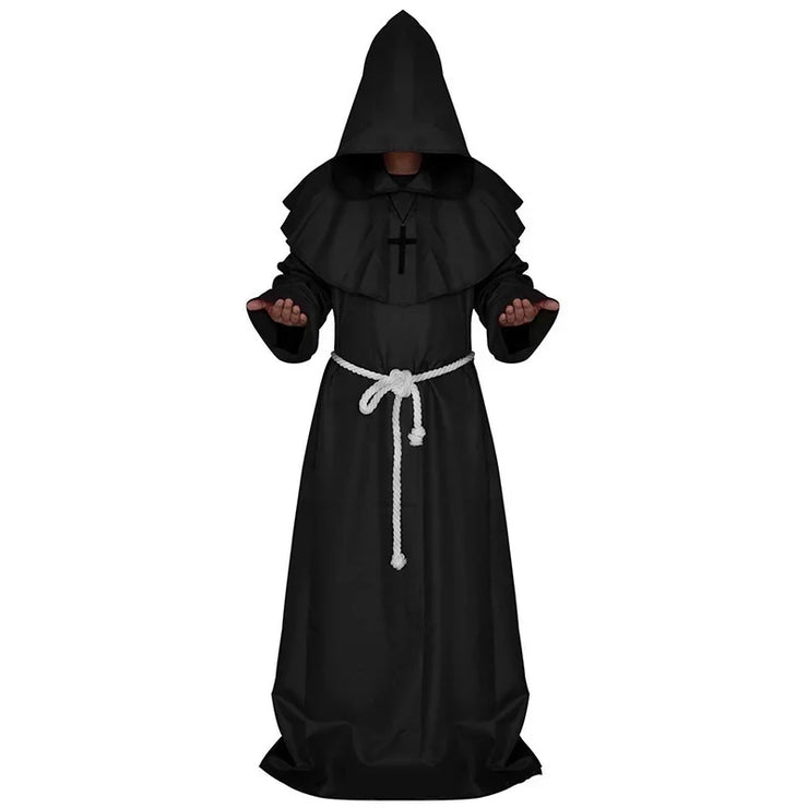 Cosplay Plague Doctor  Costume Medieval Hooded Robe Steampunk Terror Mask Hat Adult Halloween Party Role Play Size S-XL