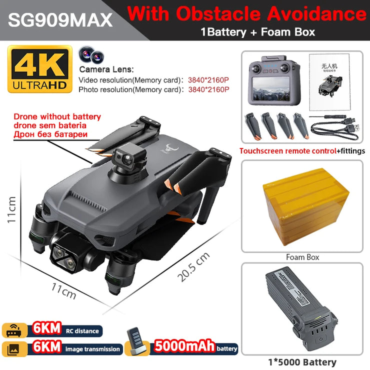 ZLL SG909 SG909MAX Professional Drone With 4K Camera GPS 3-Axis Gimbal 360 Obstacle Avoidance Touch Screen FPV Brushless RC Drone
