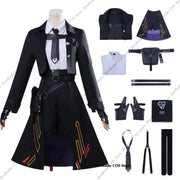 Game Love and Deepspace Anime Cosplay Costume Black Fashion Wig Dress Uniform for Women Girls Halloween Party Role Play