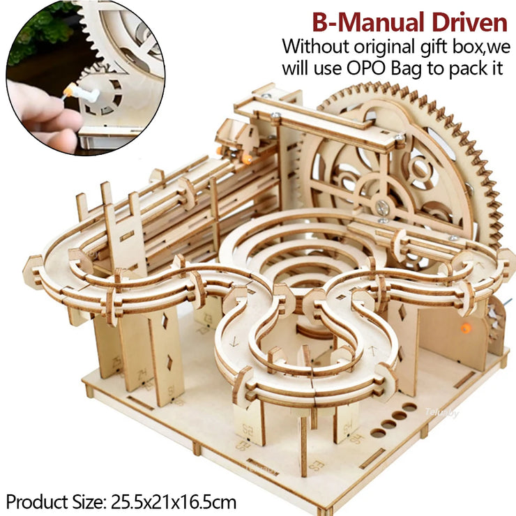 3D Wooden Marble Run Set – DIY Assembly Mechanical Model Kit