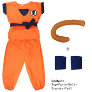 Son Goku and Krillin Cosplay Costumes – Halloween Suits with Tail, Wristband, and Super Saiyan Wig for Adults and Kids