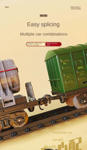 Retro Steam Train Track Set – Electric Locomotive with Smoke, Lights, Sound, Cargo Cars & Tracks for Kids