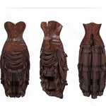 Steampunk Pirate Costume for Women – Cagalli Yulia cosplay Leather Corset Top with Drawstring Skirt Plus Size