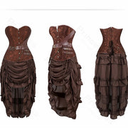 Steampunk Pirate Costume for Women – Cagalli Yulia cosplay Leather Corset Top with Drawstring Skirt Plus Size