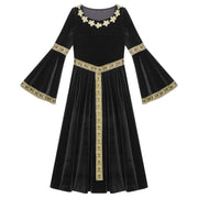 Girls Medieval Renaissance Velvet Dress Princess Queen Cosplay Costume Party Dress
