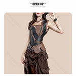 Steampunk Pirate Costume for Women – Cagalli Yulia cosplay Leather Corset Top with Drawstring Skirt Plus Size