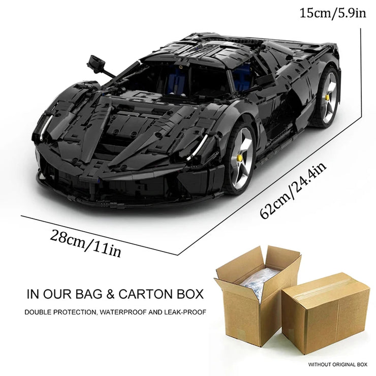 MOC 42143 High-Tech Black SP3 Sports Car Kit Building Bricks 3636 Pcs