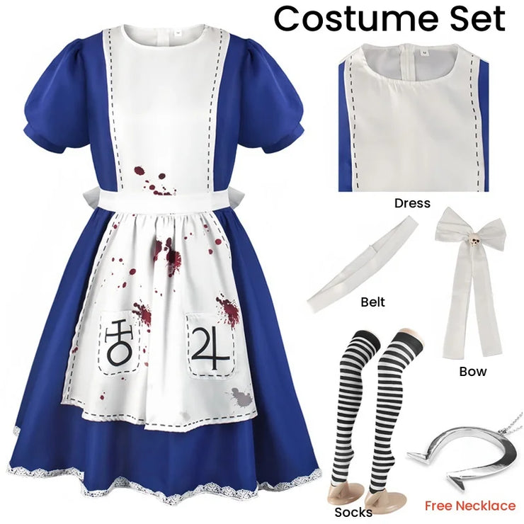 Alice Princess Cosplay Dress – Maid Apron Costume from Madness Returns for Women & Girls Halloween or Party Wear