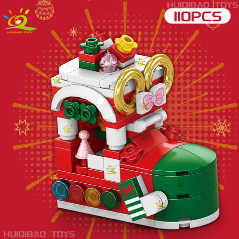 Christmas 8IN1 Santa Claus Tree Model Building Block DIY Elk Snowman Bricks Ornament Toys for Children Adult Gift