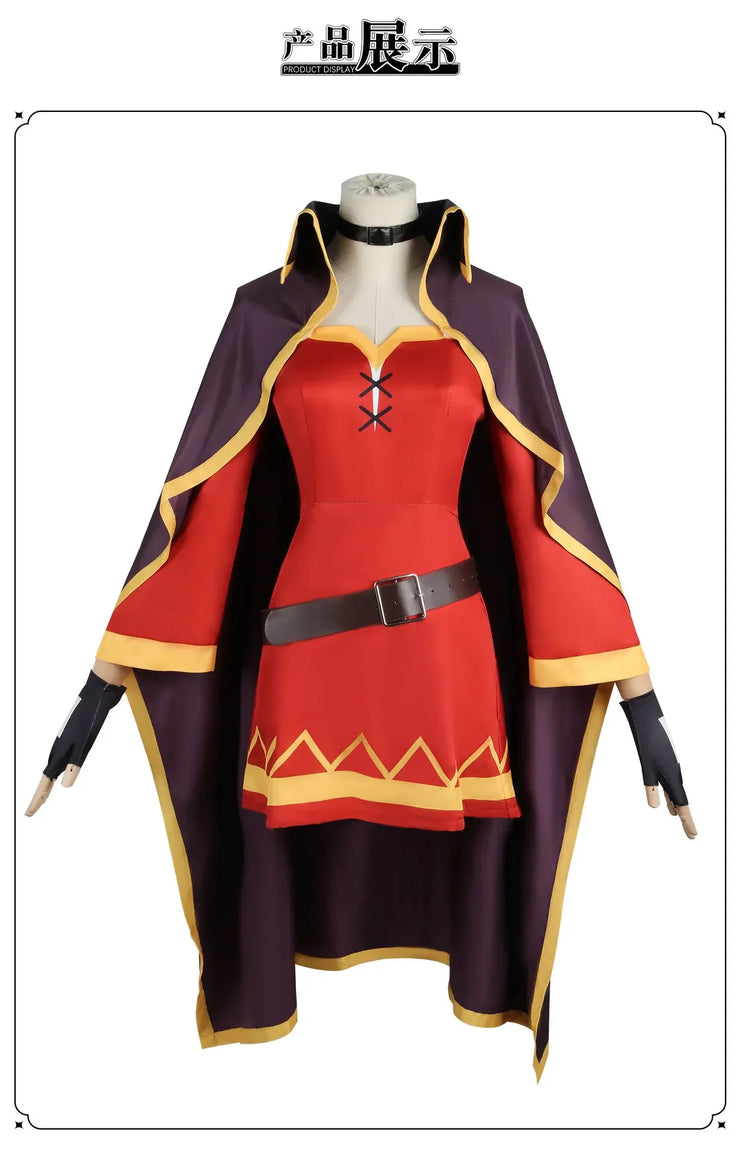 Megumin Cosplay Costume – Anime Sorceress Dress with Wig for Women, Perfect for Halloween and Cosplay Events