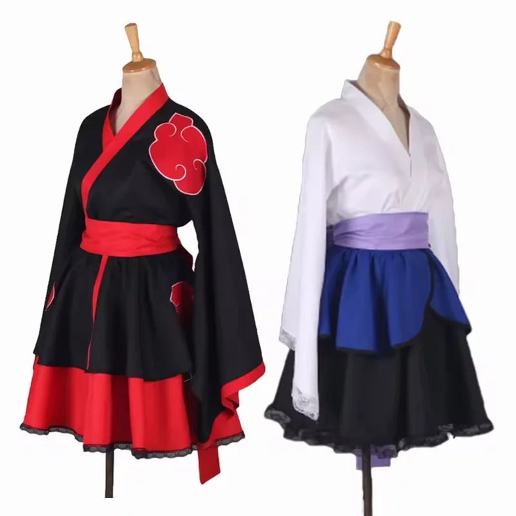 Lolita Anime Dress for Women – Cosplay Costume Featuring Akatsuki Kimono and Uchiha Sasuke Maid Dress Styles