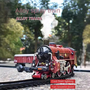 Classic Electric Train Set – Retro Steam Locomotive with Alloy Engine and Tracks for Kids