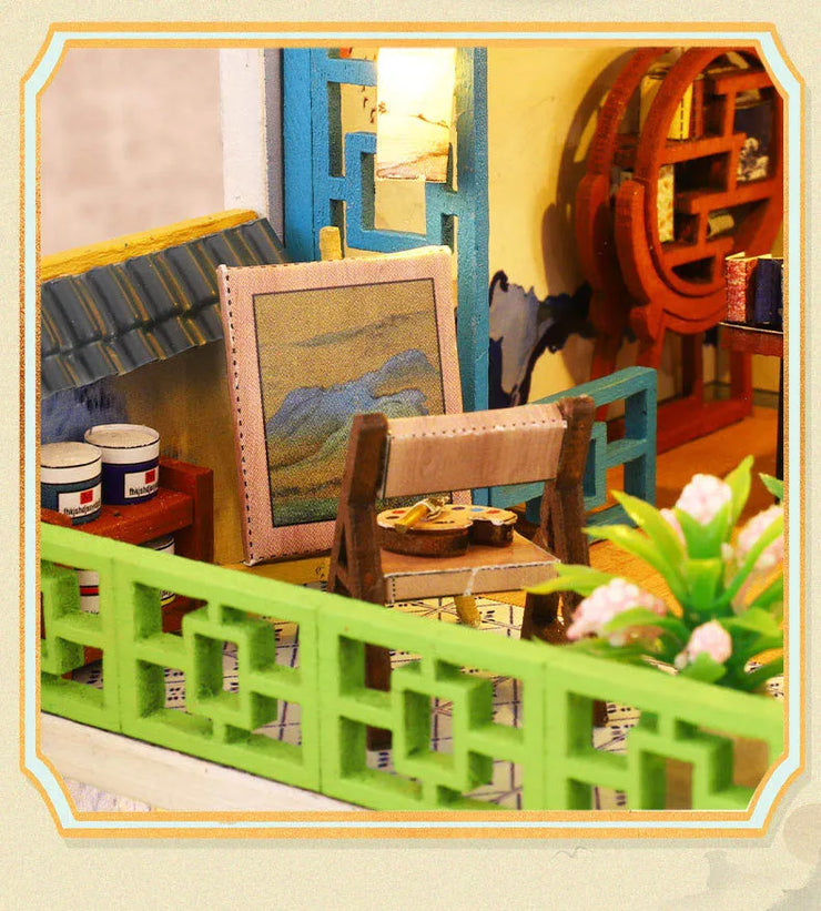Big DIY Wooden Dollhouse with Furniture & Lights – Chinese Style Villa Miniature Kit