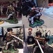 28cm Attack on Titans Levi Ackerman Action Anime Figura Kawai Eren Jaege Mikasa Ackerman The Armored Titan Figure