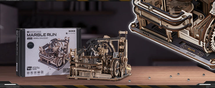 Robotime ROKR Marble Spaceport Electric Model Kit – 3D Wooden Puzzle