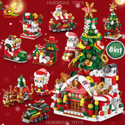 Christmas 8IN1 Santa Claus Tree Model Building Block DIY Elk Snowman Bricks Ornament Toys for Children Adult Gift