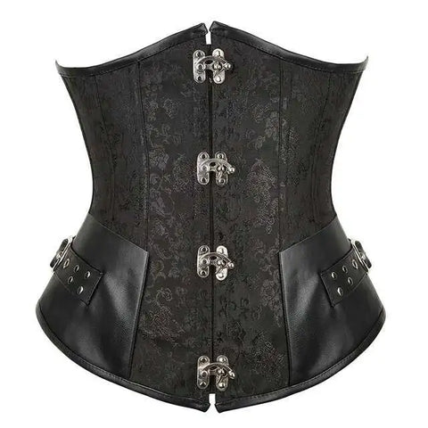 Steampunk Corsets for Women Gothic Corset Bustier Zipper Plus Size Vintage Faux Leather Corset Top Brown Plus Sizes