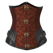 Steampunk Corsets for Women Gothic Corset Bustier Zipper Plus Size Vintage Faux Leather Corset Top Brown Plus Sizes