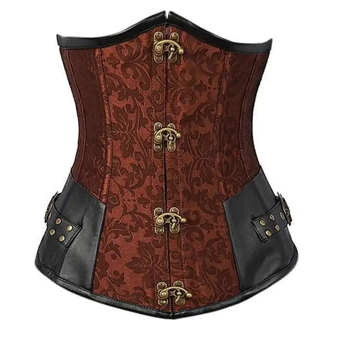 Steampunk Corsets for Women Gothic Corset Bustier Zipper Plus Size Vintage Faux Leather Corset Top Brown Plus Sizes
