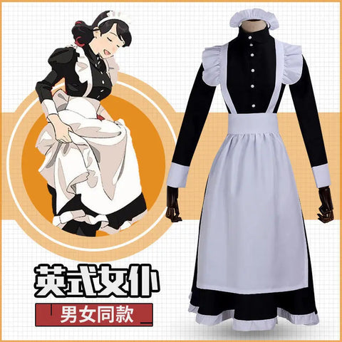 Unisex Maid Cosplay Costume – Long Lolita Apron Dress for Women and Men, Inspired by Anime and Jujutsu Kaisen Café Style