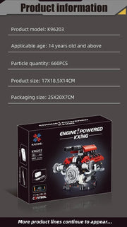 660PCS V8 Engine Model Technical Building Blocks K96203 With Motor + LED Light APP Control Programmable Cars Assembly Bricks Toy