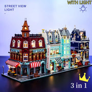 1456/1950/2225 pcs European Market Street Café Villa Store House MINI Bricks Building Blocks City Street View Scene Model