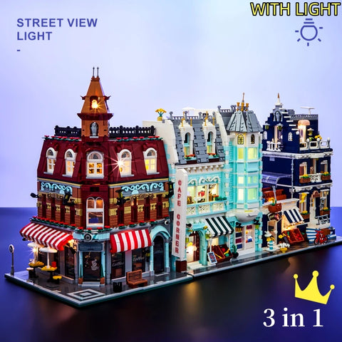 1456/1950/2225 pcs European Market Street Café Villa Store House MINI Bricks Building Blocks City Street View Scene Model