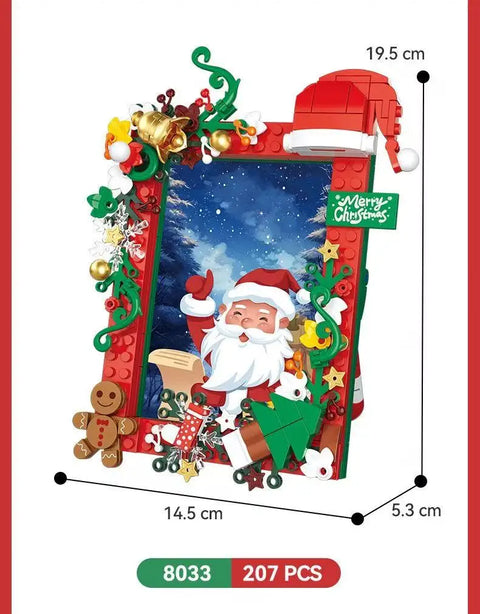 207pcs DIY Santa Claus Photo Frame Building Blocks Set, Holiday Gift, Christmas Decorations