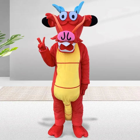 Green, Blue & Red Dinosaur Mascot Costume – Walking Character Outfit with Headgear for Adult Performances & Events