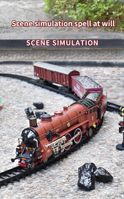 Classic Electric Train Set – Retro Steam Locomotive with Alloy Engine and Tracks for Kids