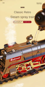 Retro Steam Train Track Set – Electric Locomotive with Smoke, Lights, Sound, Cargo Cars & Tracks for Kids