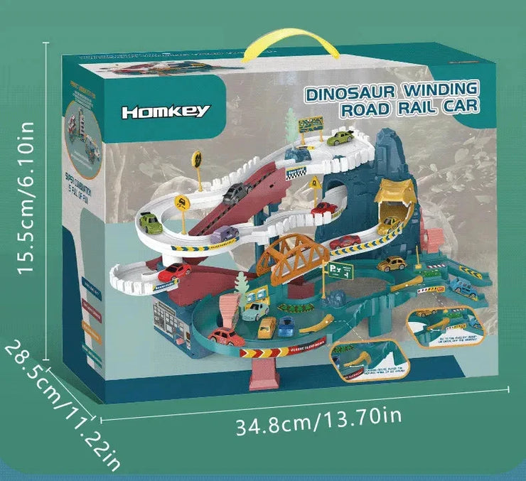 Dinosaur Adventure Electric Track Set – Interactive Racing Puzzle Toy with Mountain and Train for Kids