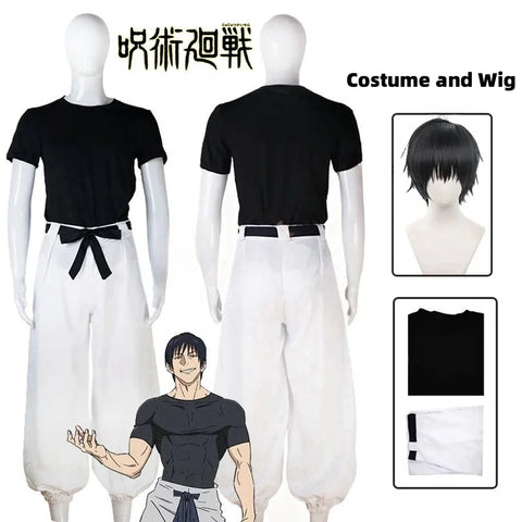 Toji Fushiguro Cosplay Costume – Jujutsu Kaisen Season 2 Uniform with Wig for Men and Women, Ideal for Halloween or Role Play