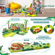 Dinosaur World Road Race Track Set – Flexible Track with Dinosaur Toys and Racing Car for Kids