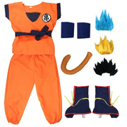Son Goku and Krillin Cosplay Costumes – Halloween Suits with Tail, Wristband, and Super Saiyan Wig for Adults and Kids