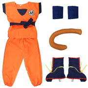 Son Goku and Krillin Cosplay Costumes – Halloween Suits with Tail, Wristband, and Super Saiyan Wig for Adults and Kids