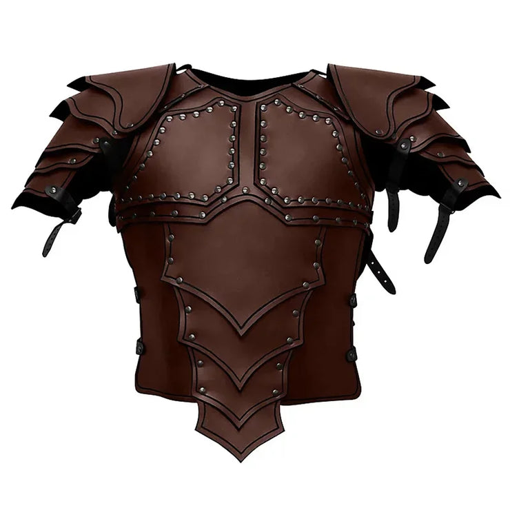 Medieval Steampunk Victoria Knight Pirate Costume – Leather Vest Armor with Body, Shoulder Pauldrons for Men’s LARP and Cosplay