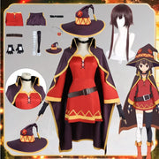 Megumin Cosplay Costume – Anime Sorceress Dress with Wig for Women, Perfect for Halloween and Cosplay Events