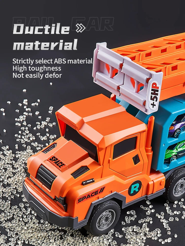 3D Rail Flying Car Set – Inertial Power Puzzle Track with Transforming Alloy Vehicles