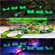 Dinosaur World Road Race Track Set – Flexible Track with Dinosaur Toys and Racing Car for Kids