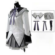 Akemi Homura Cosplay Costume – Puella Magi Madoka Magica Combat Dress with Bow, Wig, and Uniform for Halloween or Party Events