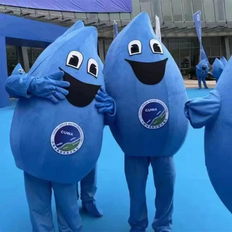 Blue Water Drop Mascot Costume – Water Conservation Cosplay for Events, Parties & Promotional Performances