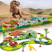 Dinosaur World Road Race Track Set – Flexible Track with Dinosaur Toys and Racing Car for Kids