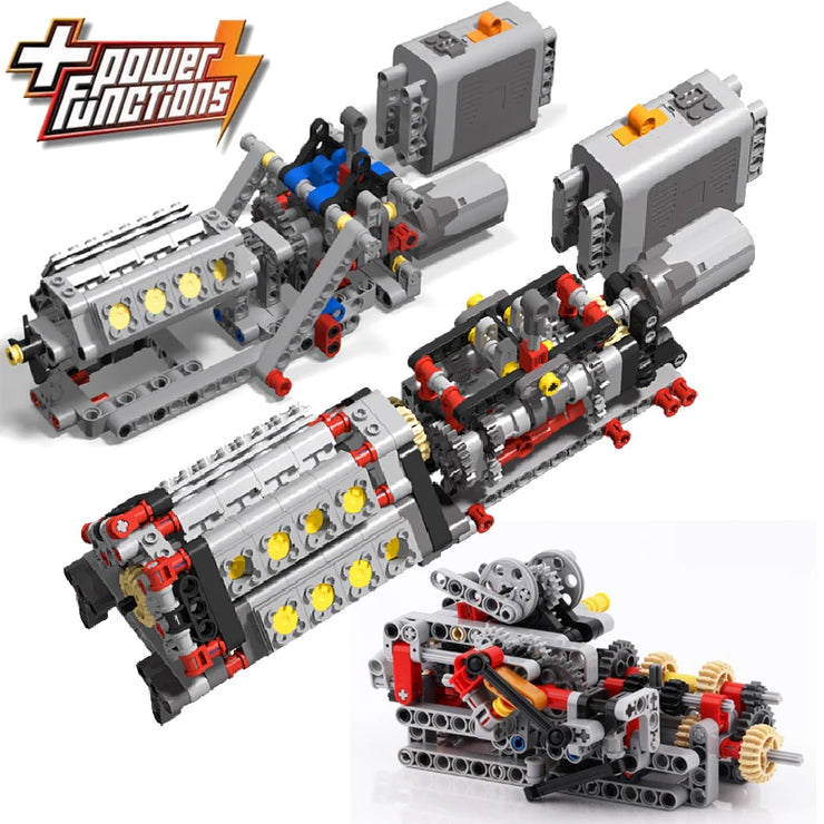 MOC DIY Electric Motor & Gearbox Kit – Technical Building Blocks for Mechanical Models