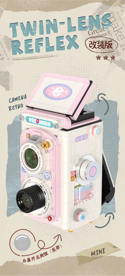 Retro DSLR Camera Assembly 500+ pieces Building Block Detachable Mechanical Trendy Punk Style Model
